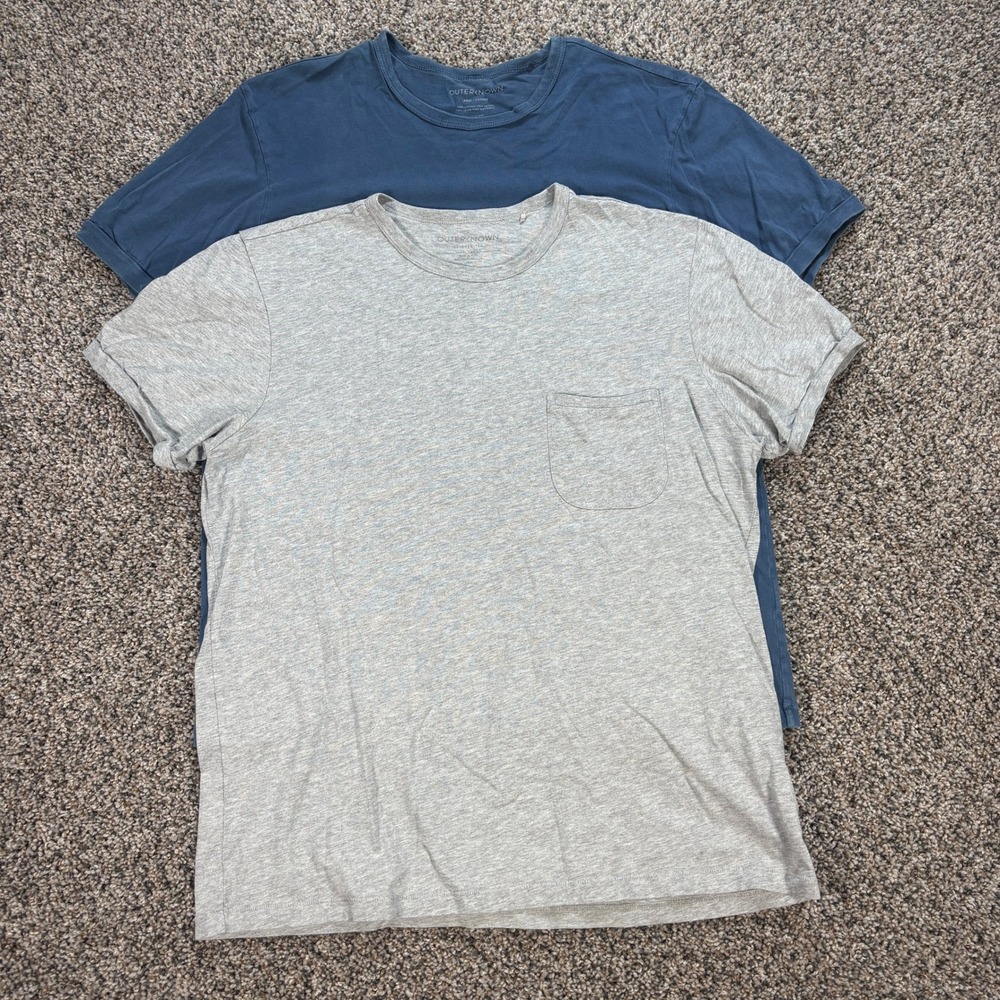Outerknown Sojourn Organic Pima Cotton T-Shirt Bundle Men's Large Blue Grey 2pk